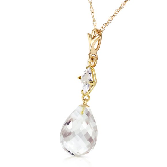 14K. SOLID GOLD NECKLACE WITH NATURAL WHITE TOPAZ